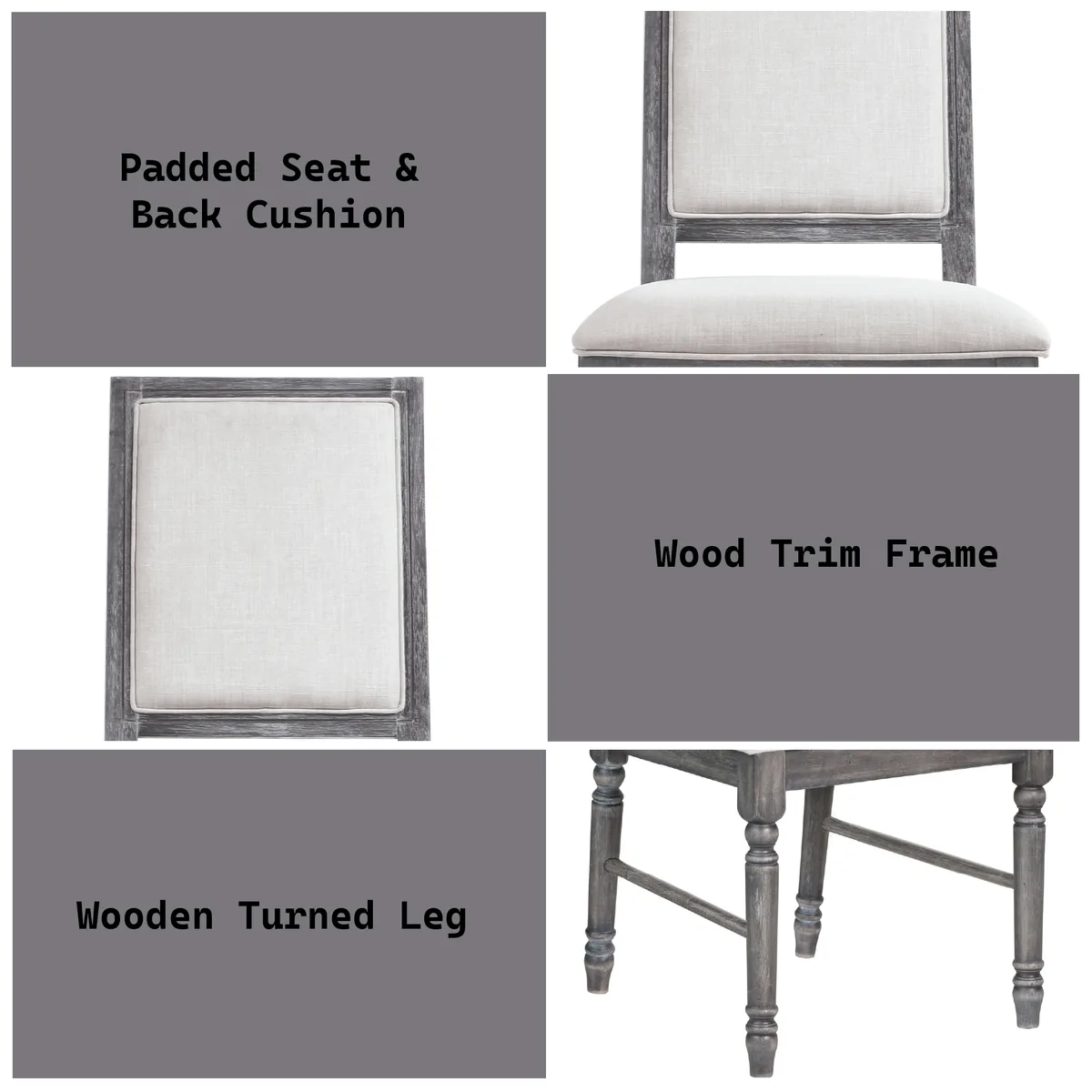 Leventis Side Chair (Set - 2) in Cream Linen & Weathered Gray 66182 — view 2