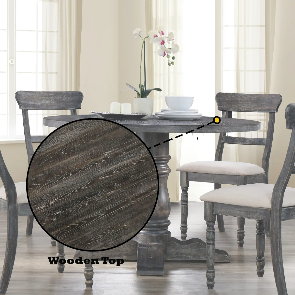 Leventis Dining Table in Weathered Gray 74640 — view 4