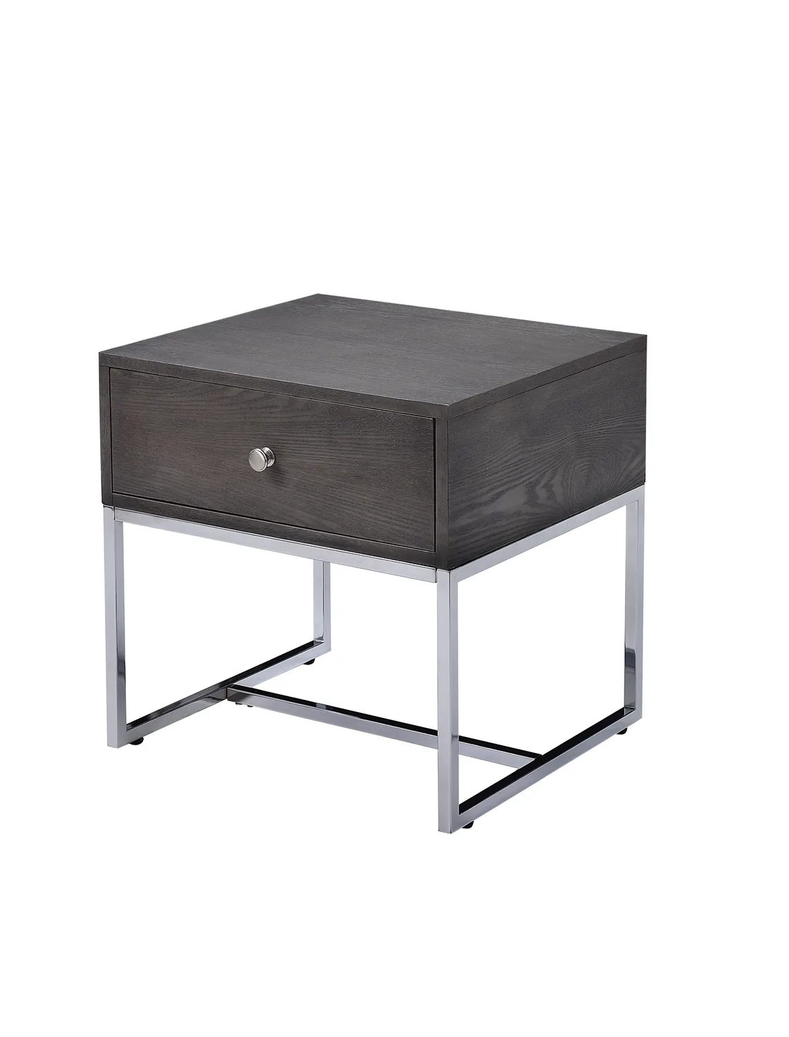 Iban End Table in Gray Oak & Chrome 81172 — view 1