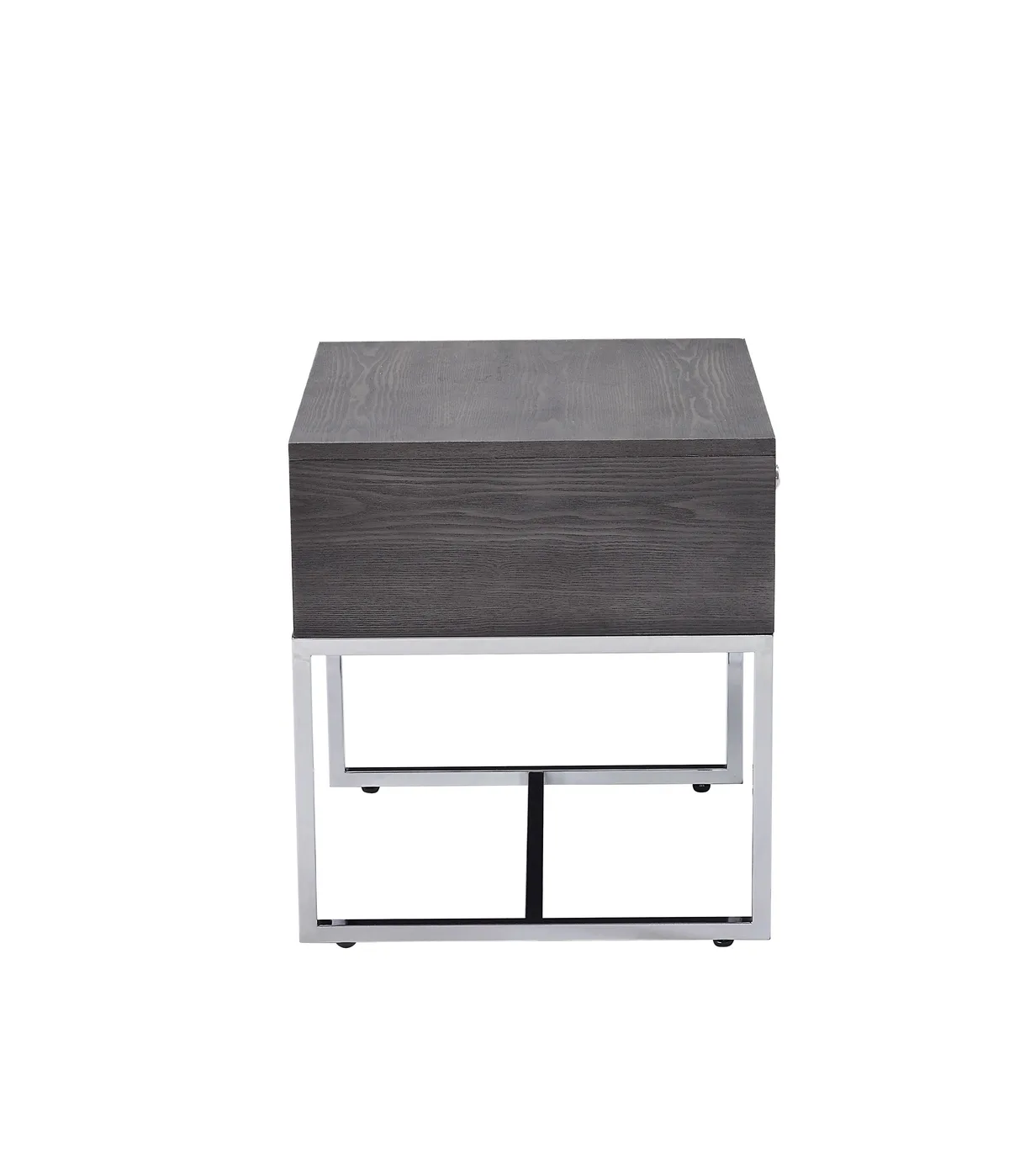 Iban End Table in Gray Oak & Chrome 81172 — view 2