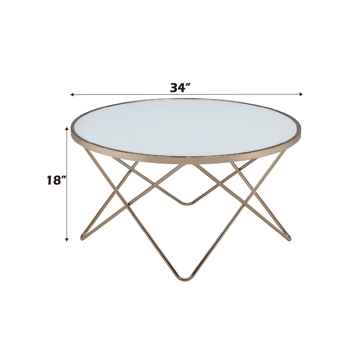 Valora Champagne Finish Coffee Table with Frosted Glass Top — view 2