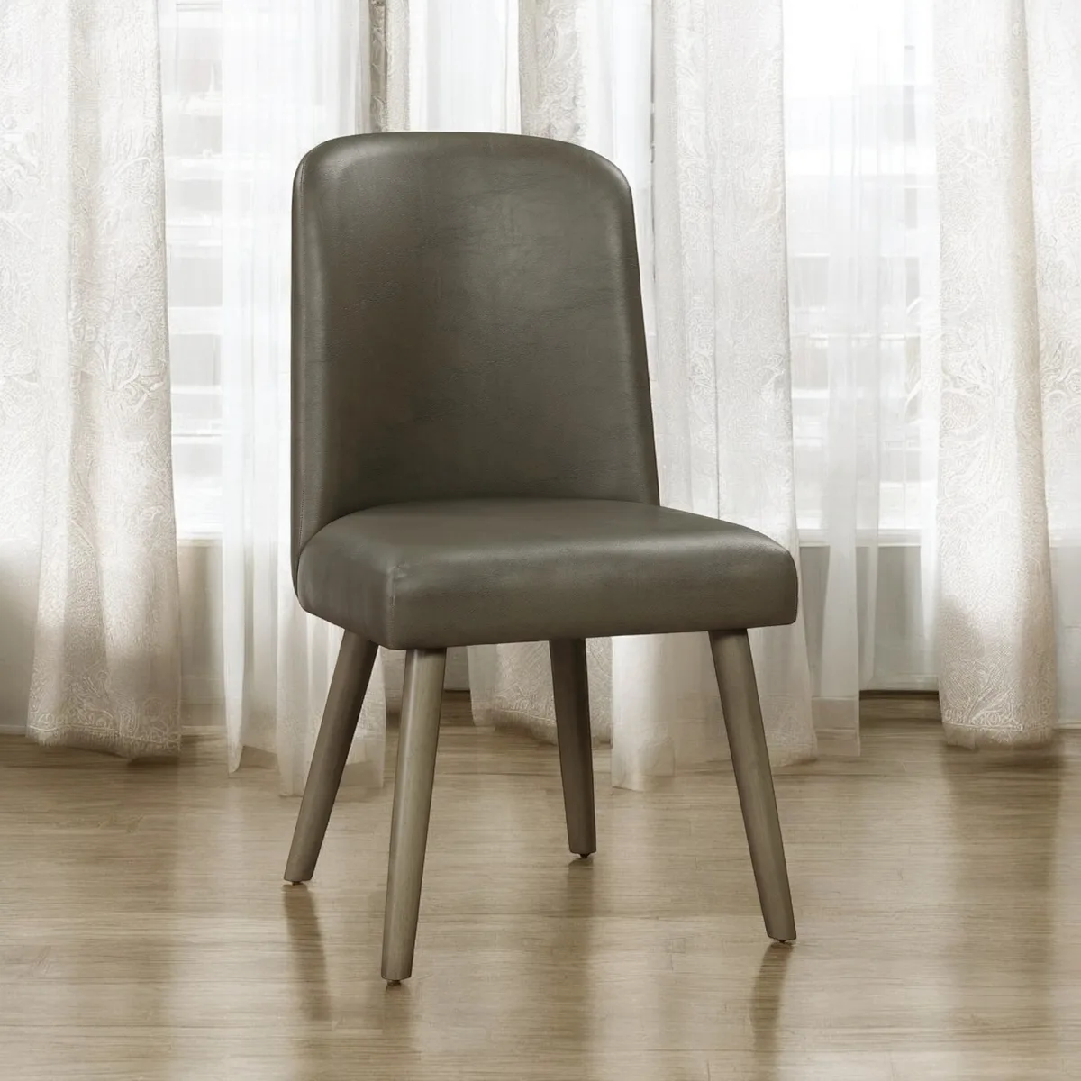 Waylon Side Chair (Set - 2), Gray PU & Gray Oak (2Pc/1Ctn) 72202 — view 1