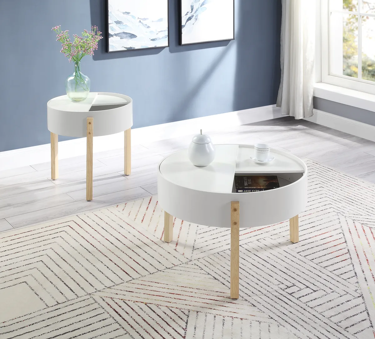Bodfish End Table, White & Natural 83217 — view 2