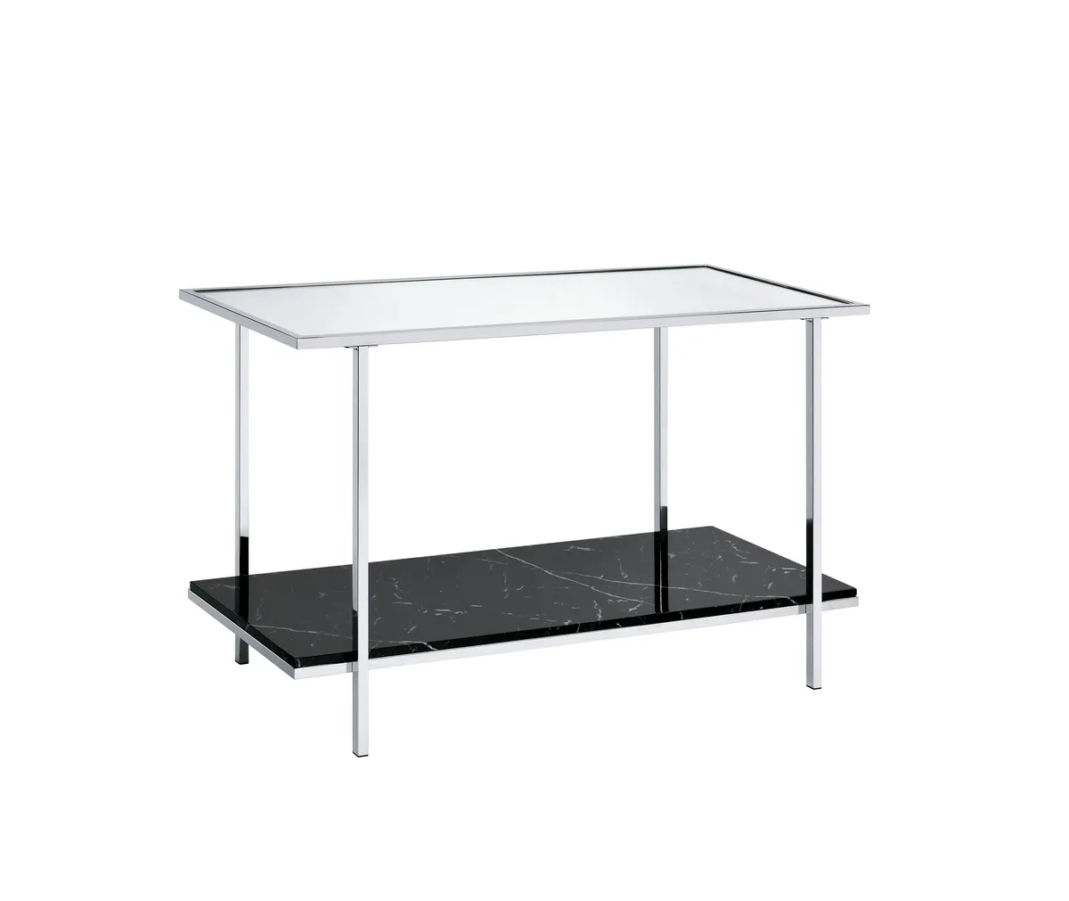 Angwin Console Table, Mirrored, Faux Marble & Chrome 90515 — view 2