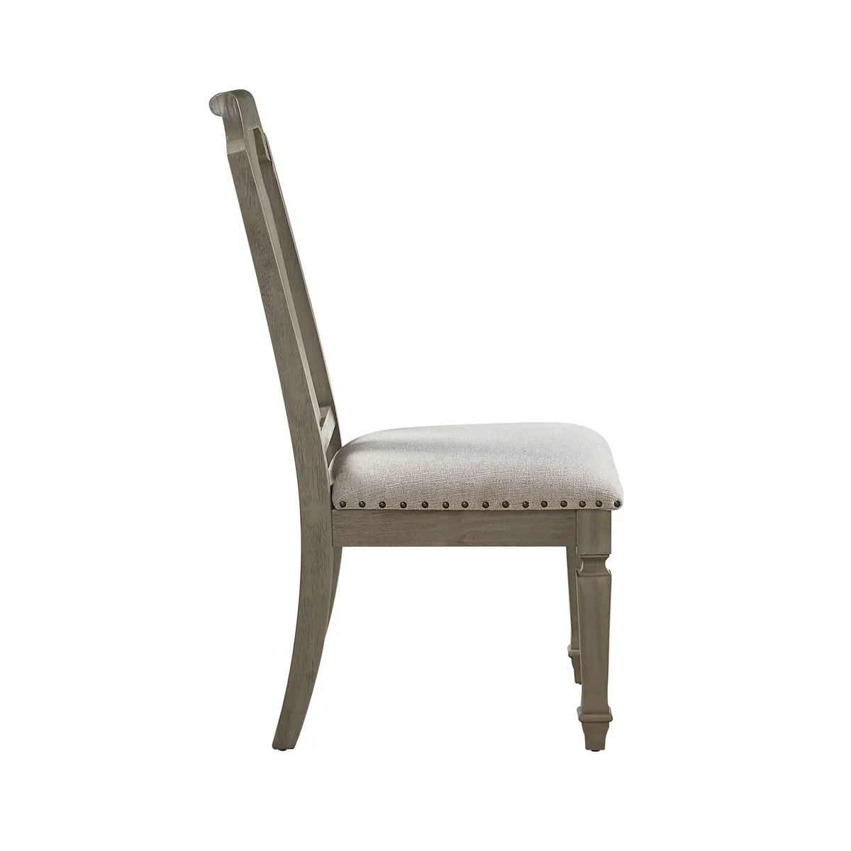 Zumala Side Chair (Set - 2), Beige Linen & Weathered Oak Finish 73262 — view 2