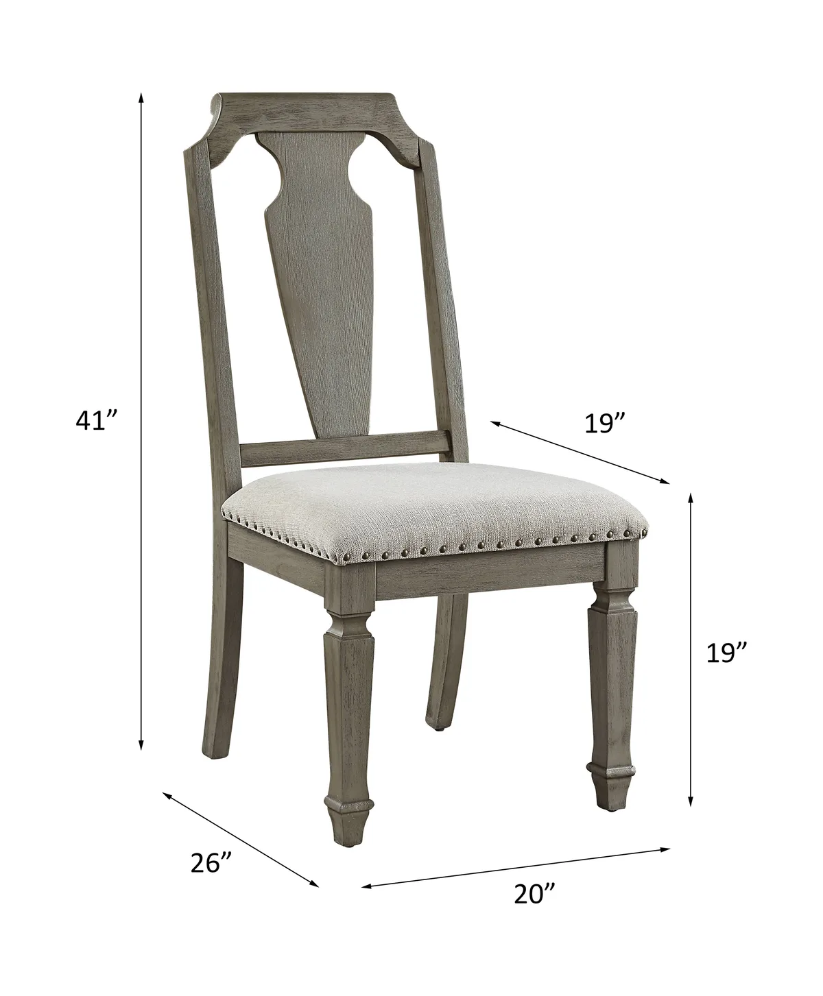 Zumala Side Chair (Set - 2), Beige Linen & Weathered Oak Finish 73262 — view 3