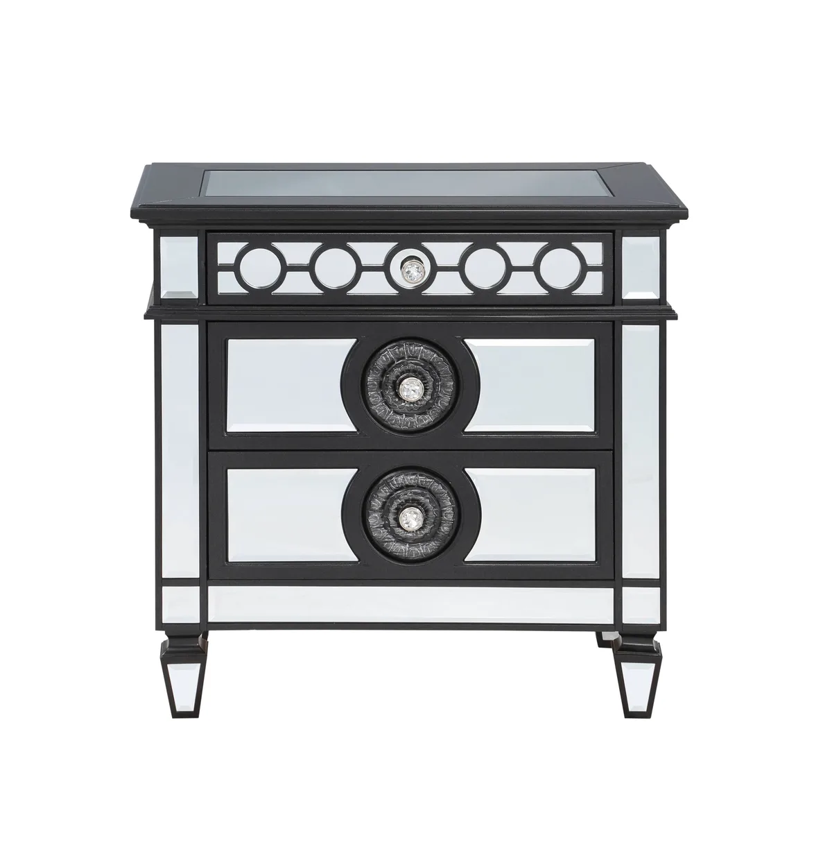 Varian II Nightstand in Black Velvet & Sliver Finish — view 3