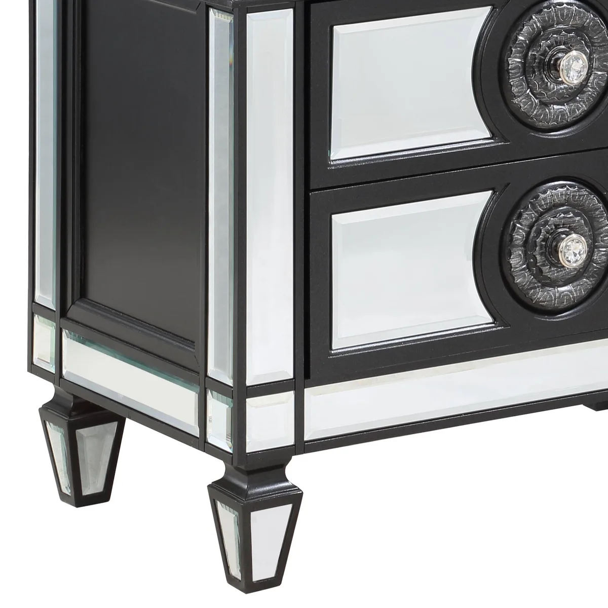 Varian II Nightstand in Black Velvet & Sliver Finish — view 4