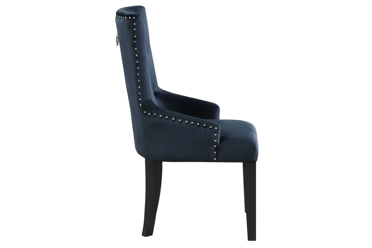 Varian II Side Chair (1 Pc) in Black Velvet & Black & Sliver Finish — view 2
