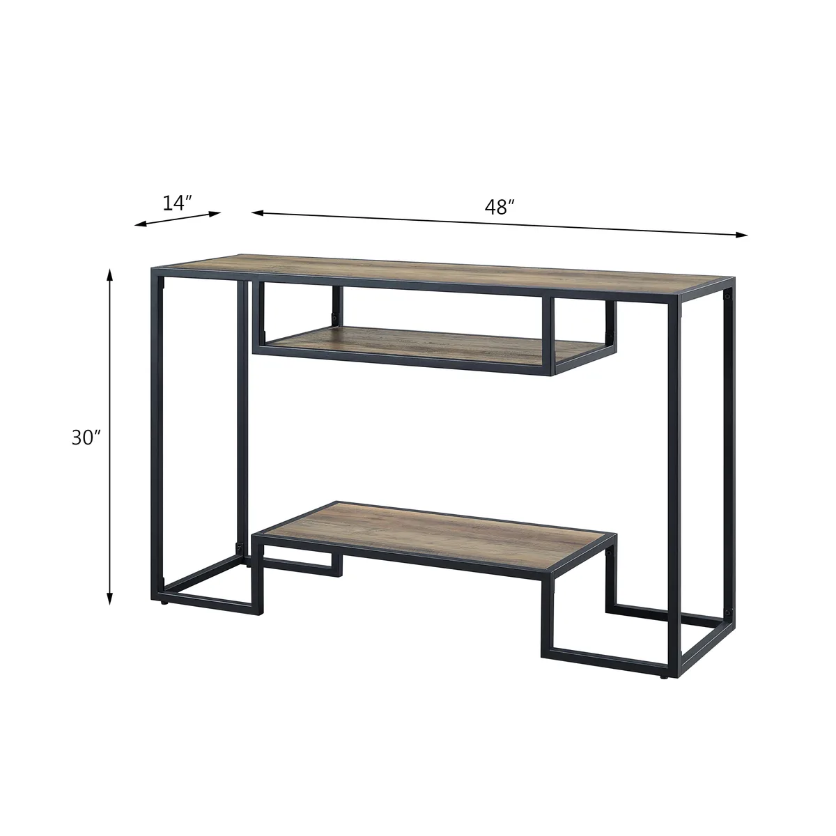 Idella Console Table in Rustic Oak & Black Finish — view 3