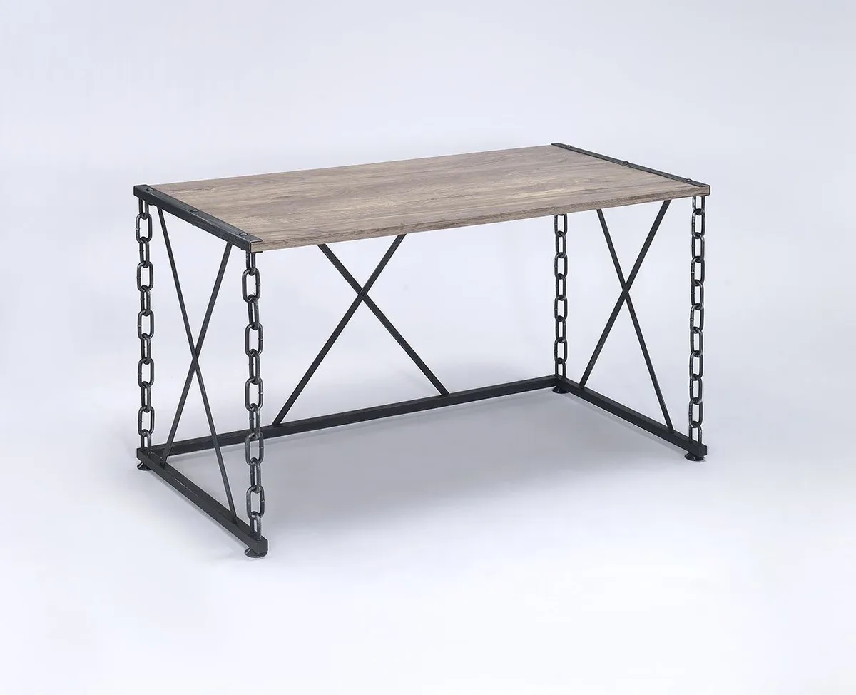 Jodie Console Table in Rustic Oak & Antique Black Finish — view 3