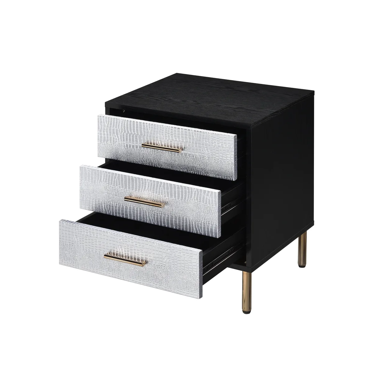 Myles Nightstand, Black, Silver & Gold Finish — view 3