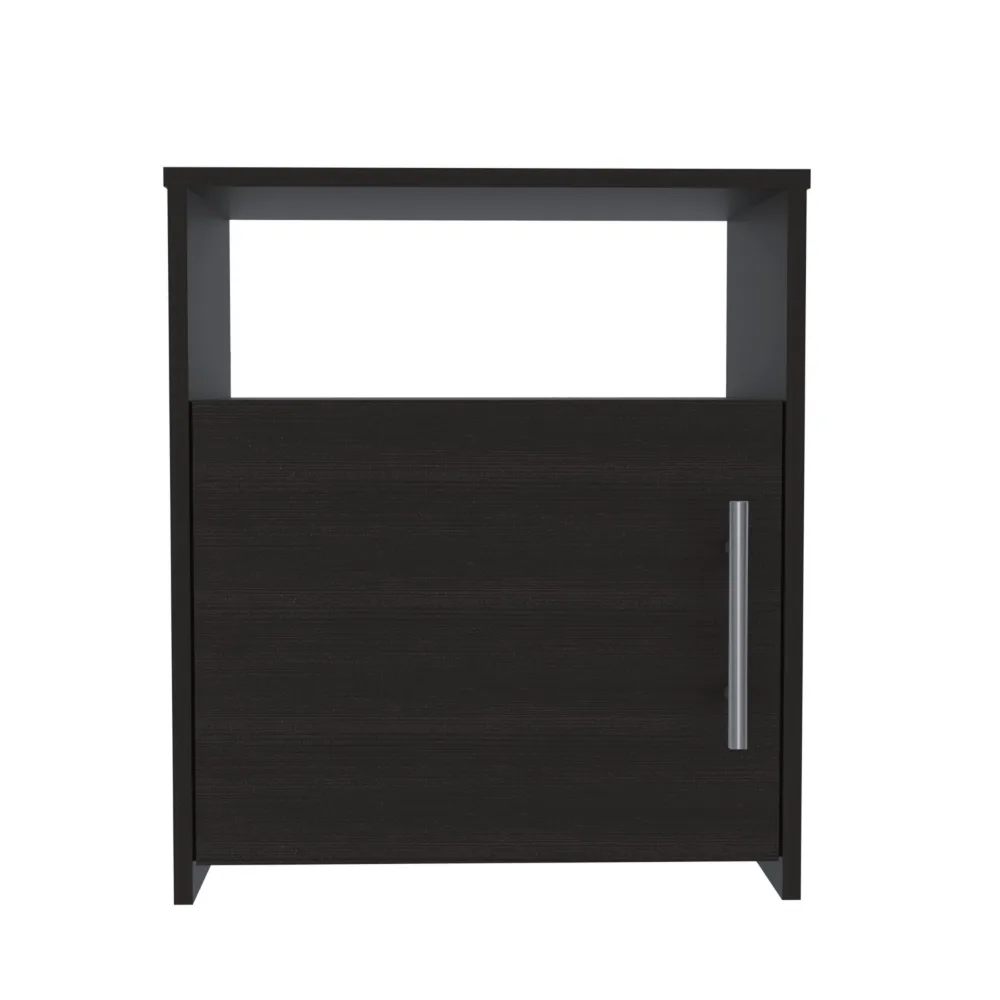 Nordico Nightstand, One Shelf, Single Door Cabinet, Metal Handle - Black — view 4