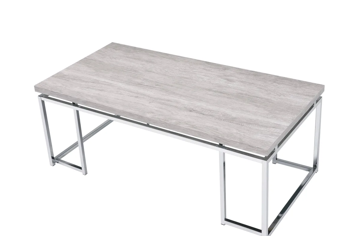 Chafik Coffee Table, Natural Oak & Chrome 85370 — view 3
