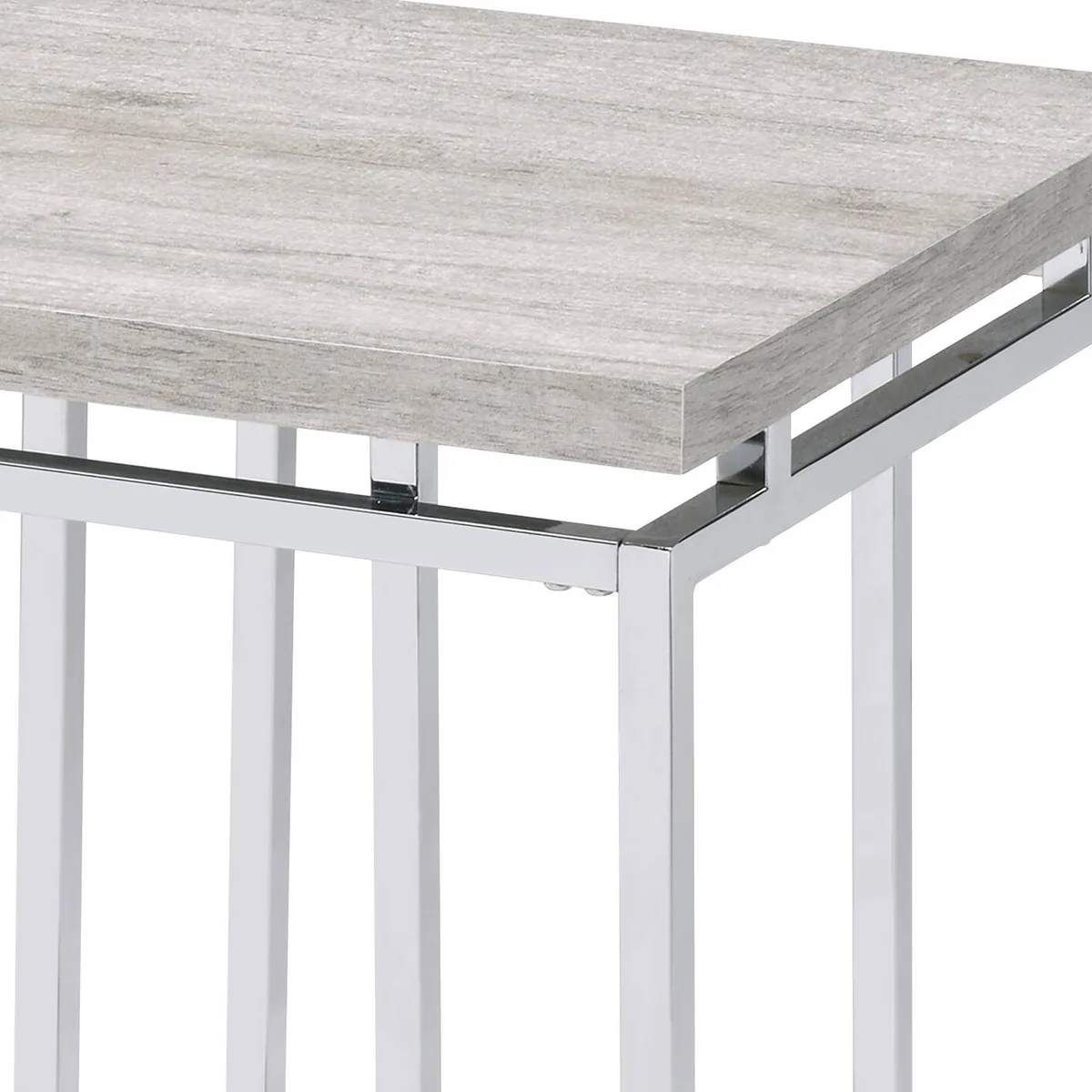 Chafik End Table, Natural Oak & Chrome 85372 — view 3