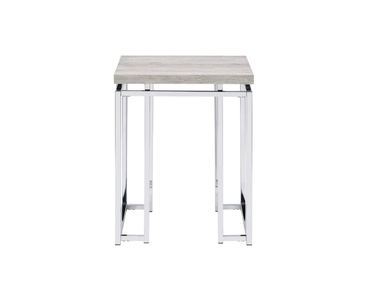 Chafik End Table, Natural Oak & Chrome 85372 — view 4