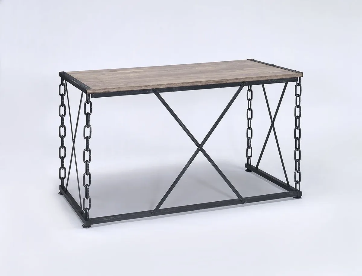 Jodie Console Table in Rustic Oak & Antique Black Finish — view 4