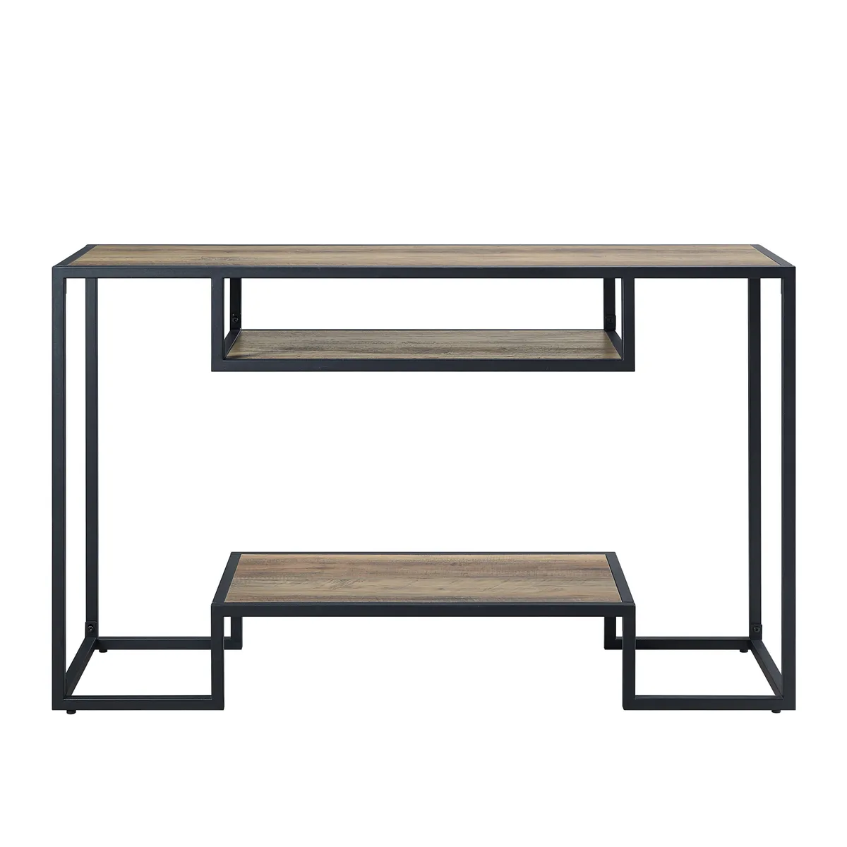 Idella Console Table in Rustic Oak & Black Finish — view 2