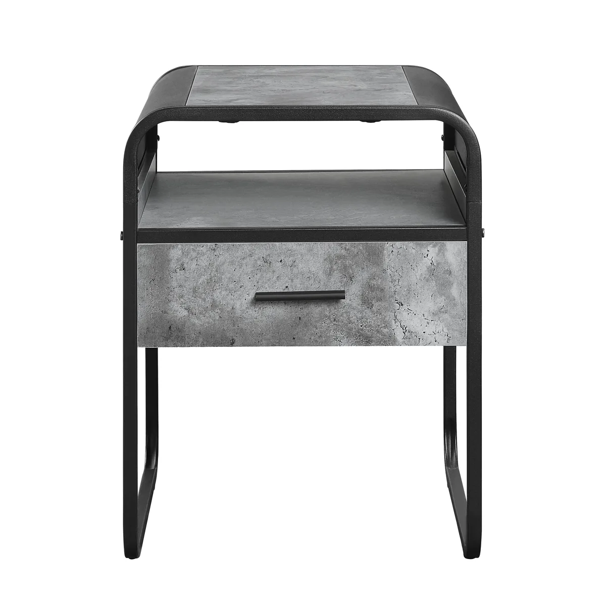 Raziela End Table w/Drawer, Concrete Gray & Black Finish — view 2