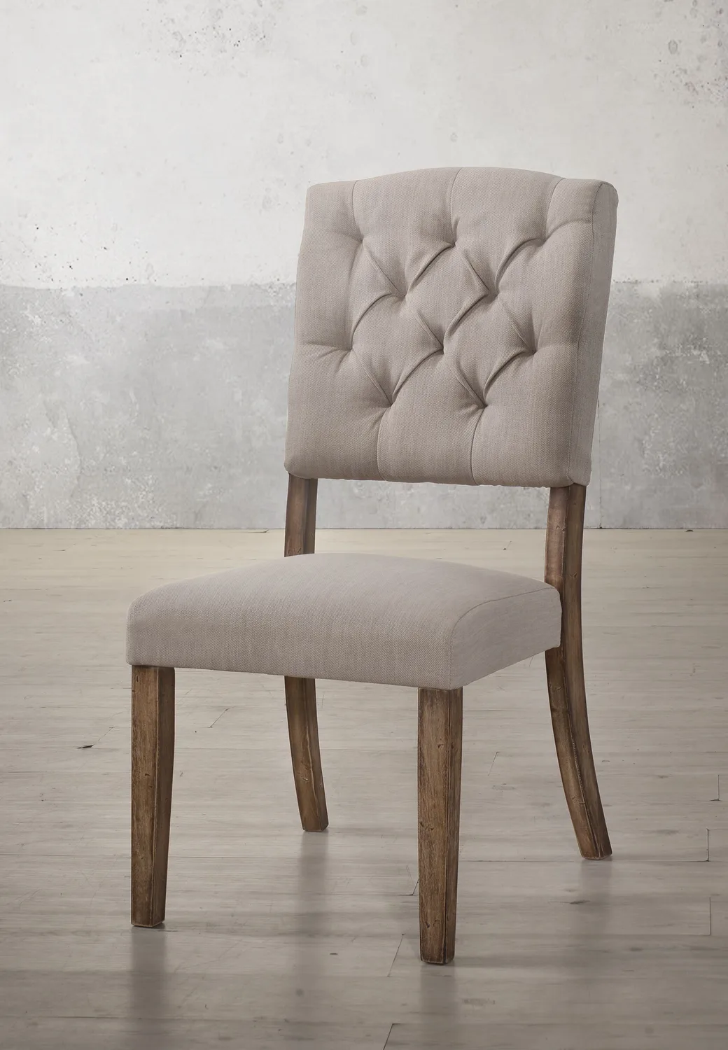 Acme Bernard Side Chair (Set - 2) in Cream Linen & Weathered Oak 66187 — view 4