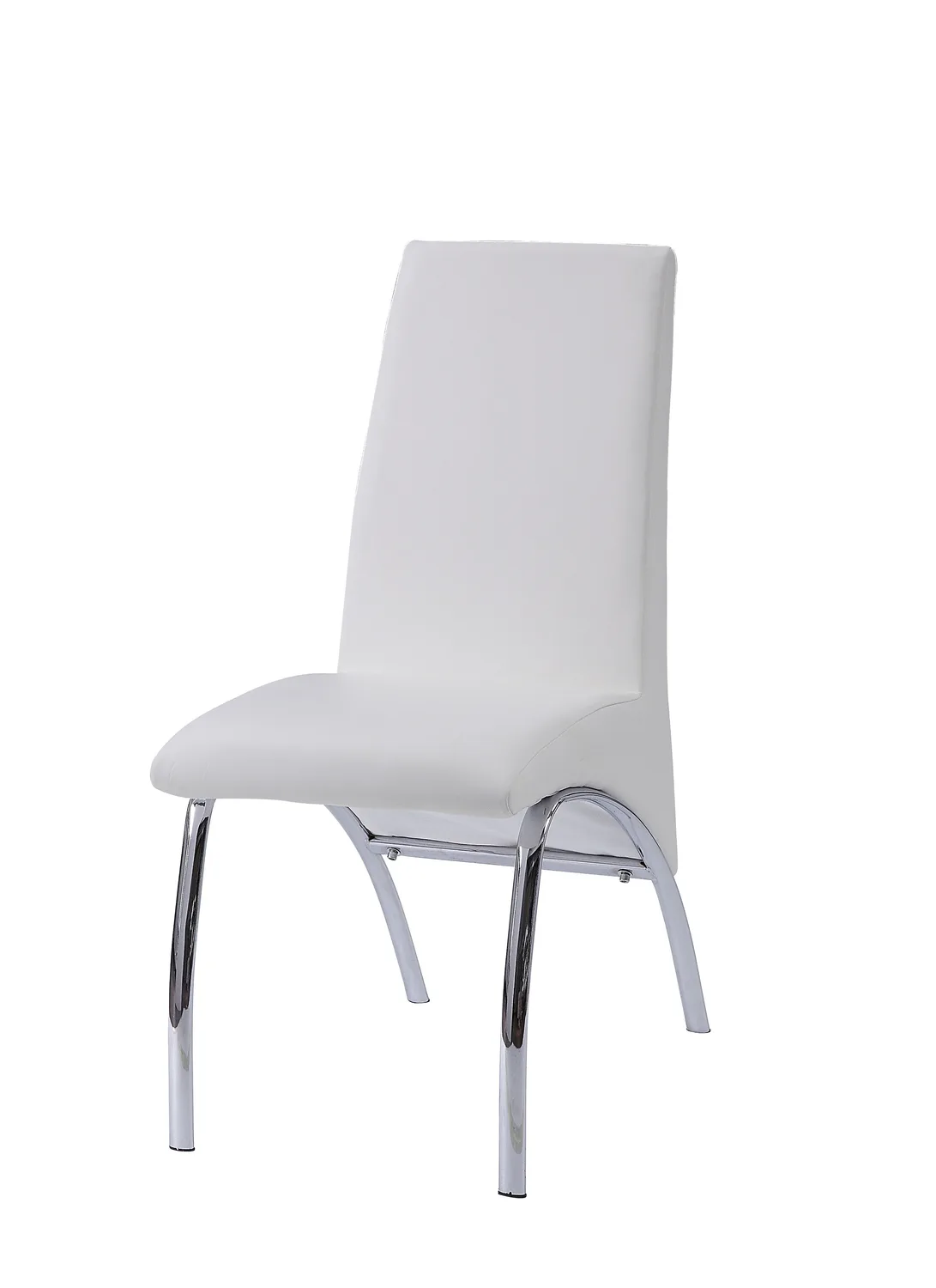 Pervis Side Chair (Set - 2) in White PU & Chrome 71107 - Contemporary Armless — view 3