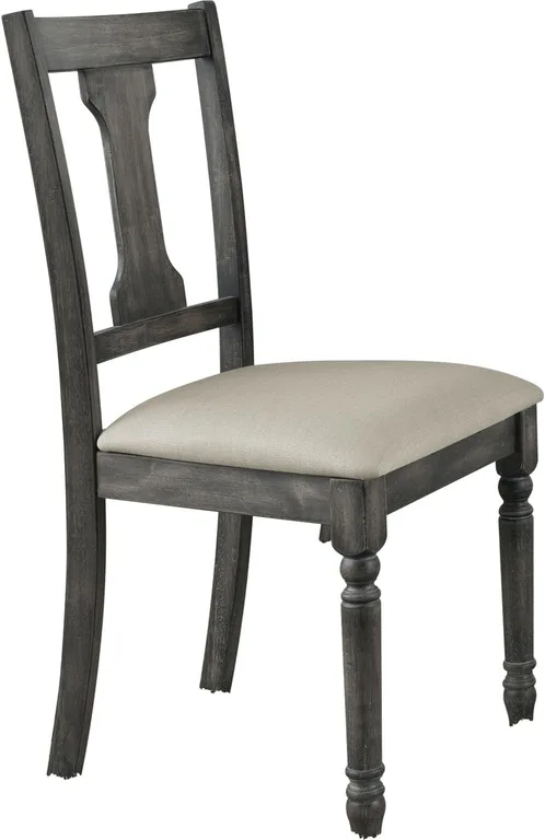Acme Wallace Side Chair (Set - 2) in Tan Linen & Weathered Gray 71437 — view 1