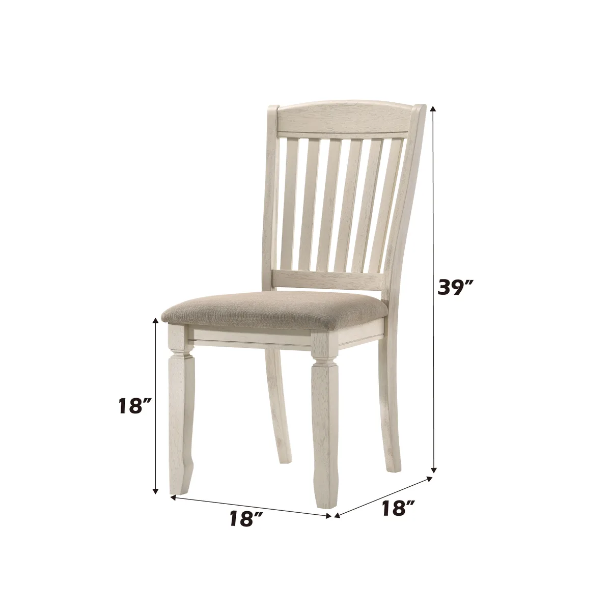 Acme Fedele Side Chair, Tan Fabric & Cream Finish 77192 — view 3