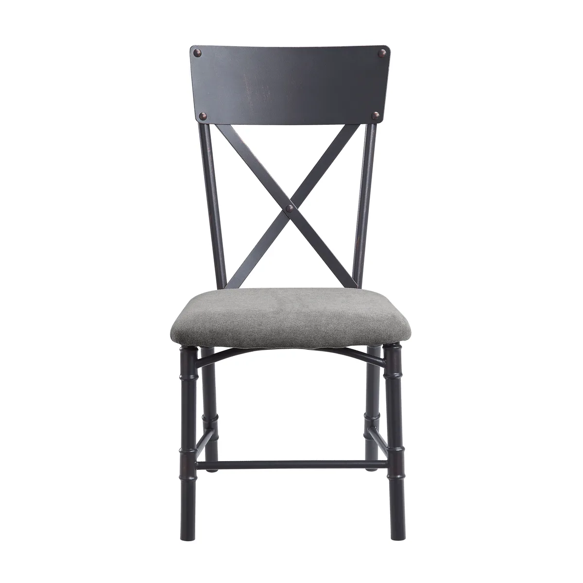 Acme Edina Side Chair (Set - 2), Gray Fabric, Oak & Sandy Black Finish — view 4