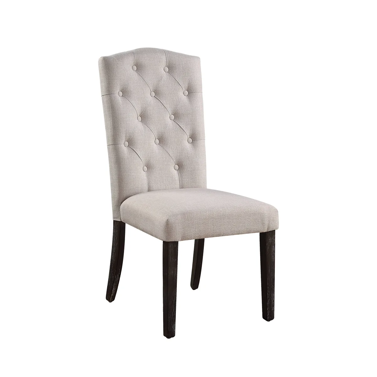 Gerardo Side Chair (Set - 2) in Beige Linen & Weathered Espresso 60822 — view 1