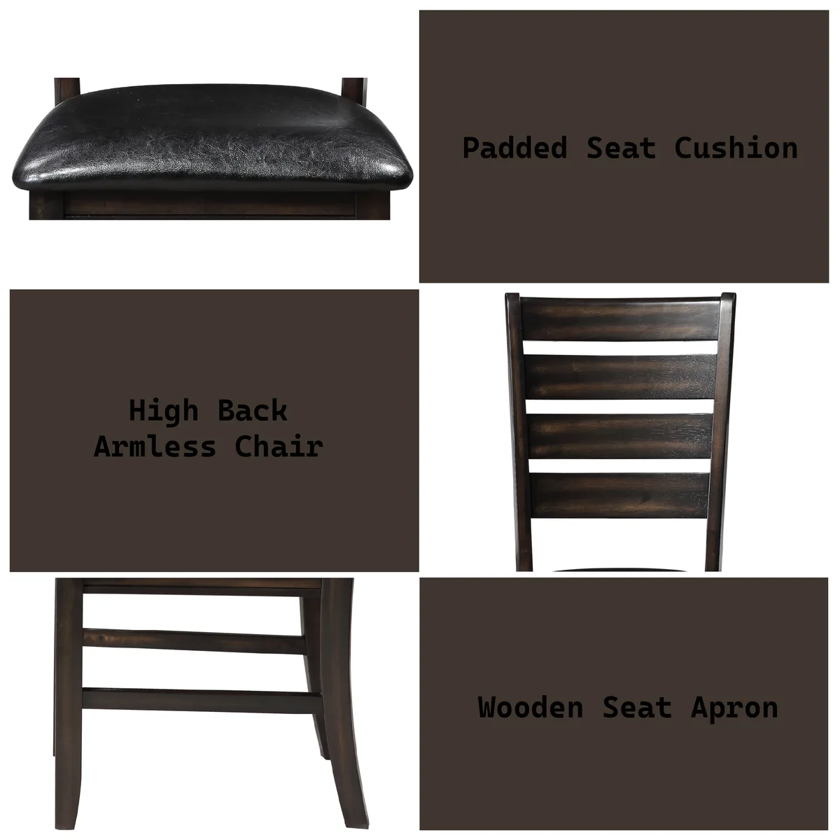 Acme Urbana Side Chair (Set - 2) in Black PU & Espresso 74624 — view 3