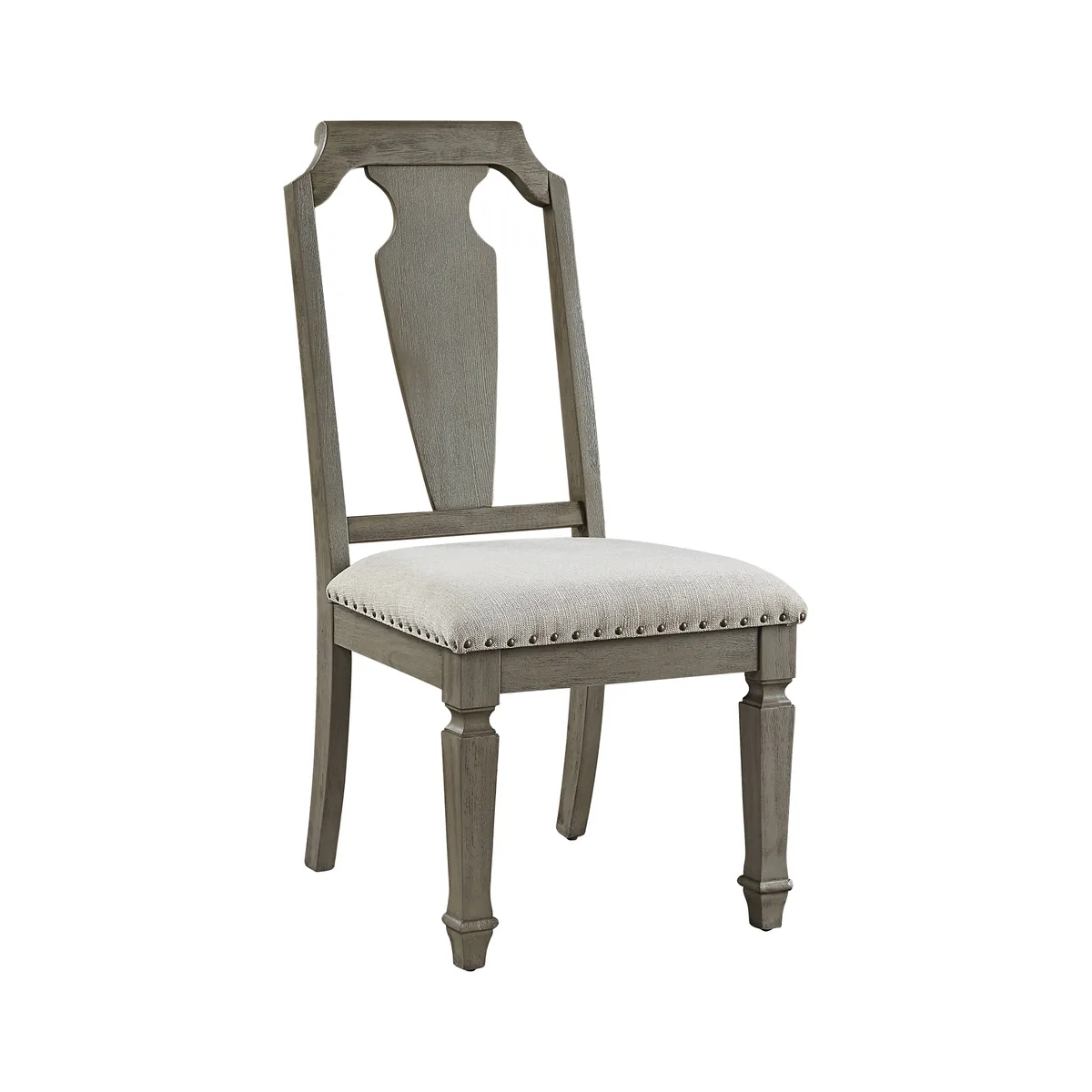 Zumala Side Chair (Set - 2), Beige Linen & Weathered Oak Finish 73262 — view 1